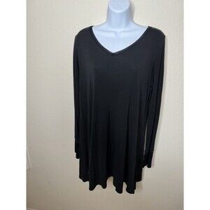 Eileen Fisher Black 100% Silk Tunic Top V-Neck Soft Women M Boho Laganlook